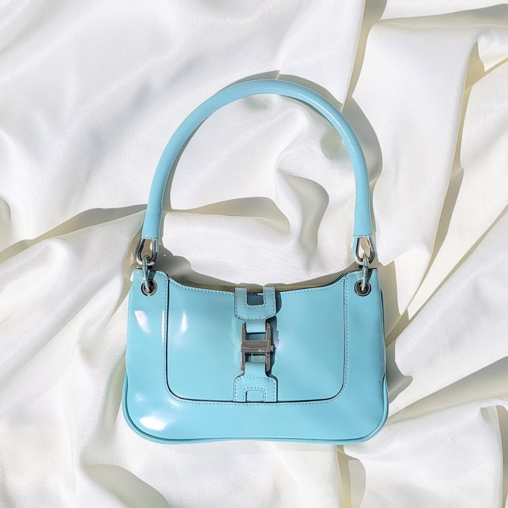 🍭GUCCI PATENT CALFSKIN TEAL BAG 🍭